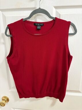 August Silk knits deep red vest, viscose/ silk blend